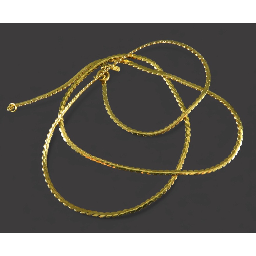 Vintage MONET GOLD TONE NECKLACE Serpentine Chain 24" LONG x 2mm CLASSIC STYLE